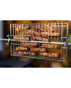 Kipvingers in de BBQNovation RVS Rotisserie Grillmand