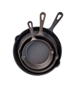 Productafbeelding | Cast Iron Skillet Set | Gietijzeren Fry Pans | 3 stuks