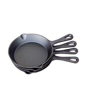 Productafbeelding | Cast Iron Skillet Set klein | Gietijzeren Fry Pans | 4 stuks